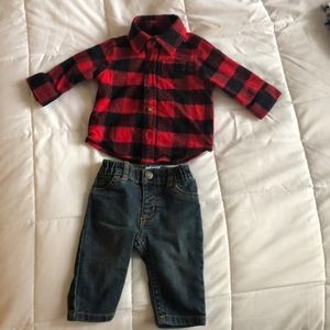 Carter’s 3M boys flannel shirt & jeans